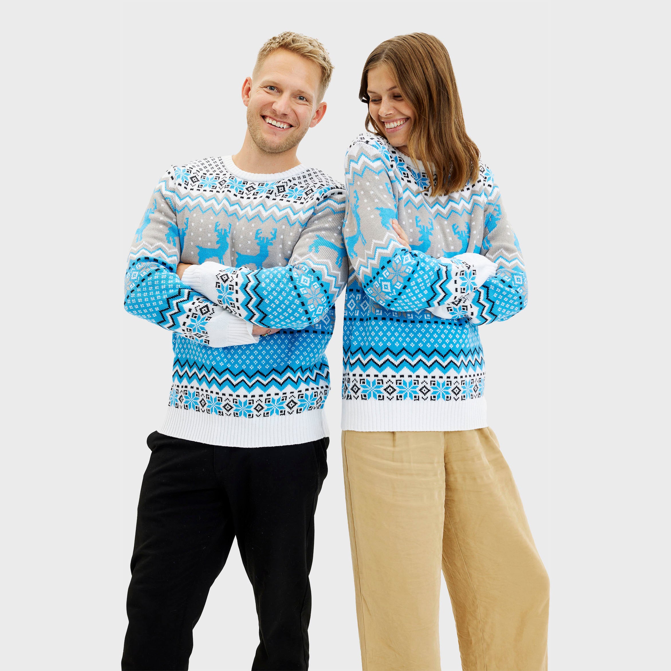 Traditionele Kersttrui Blauw - Heren