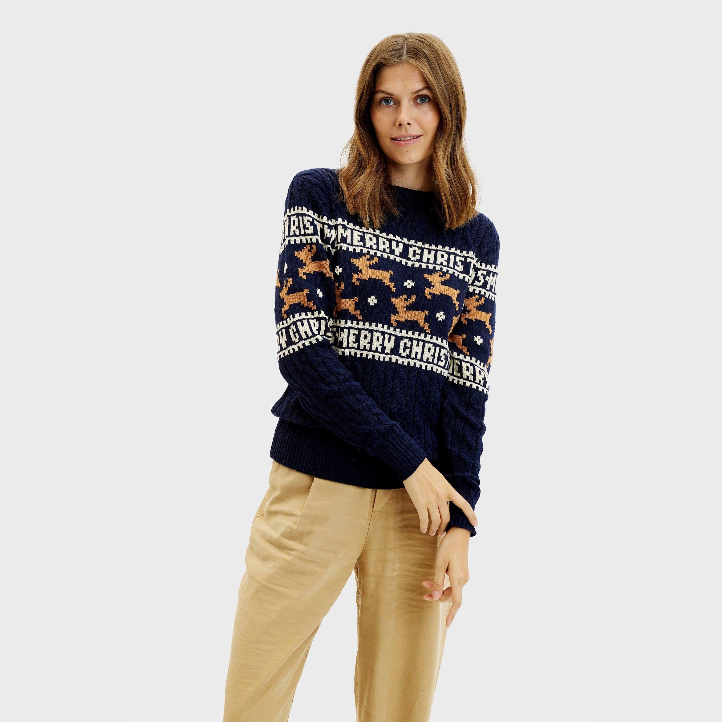 The Elegant Blue Christmas Sweater – Women