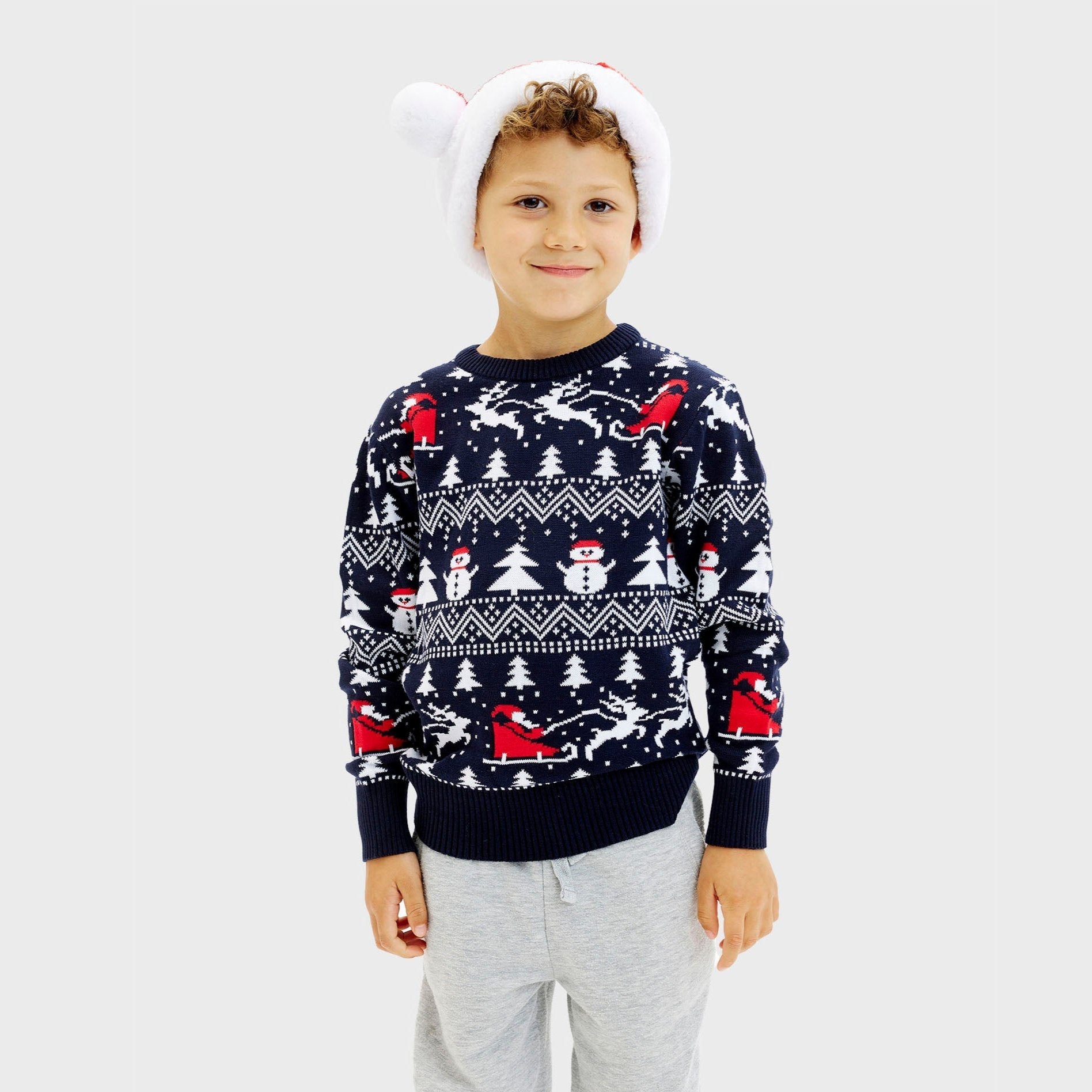 De stijlvolle kersttrui navy voor kinderen