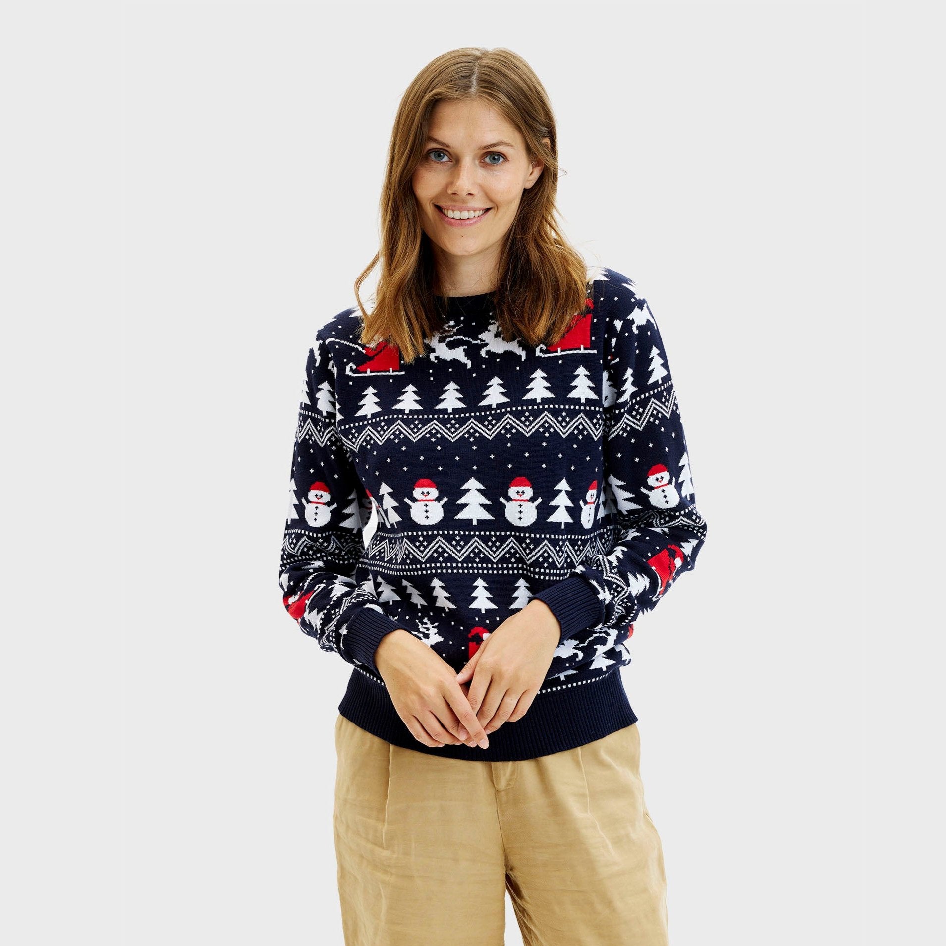 De Stijlvolle Kersttrui Navy - Dames.