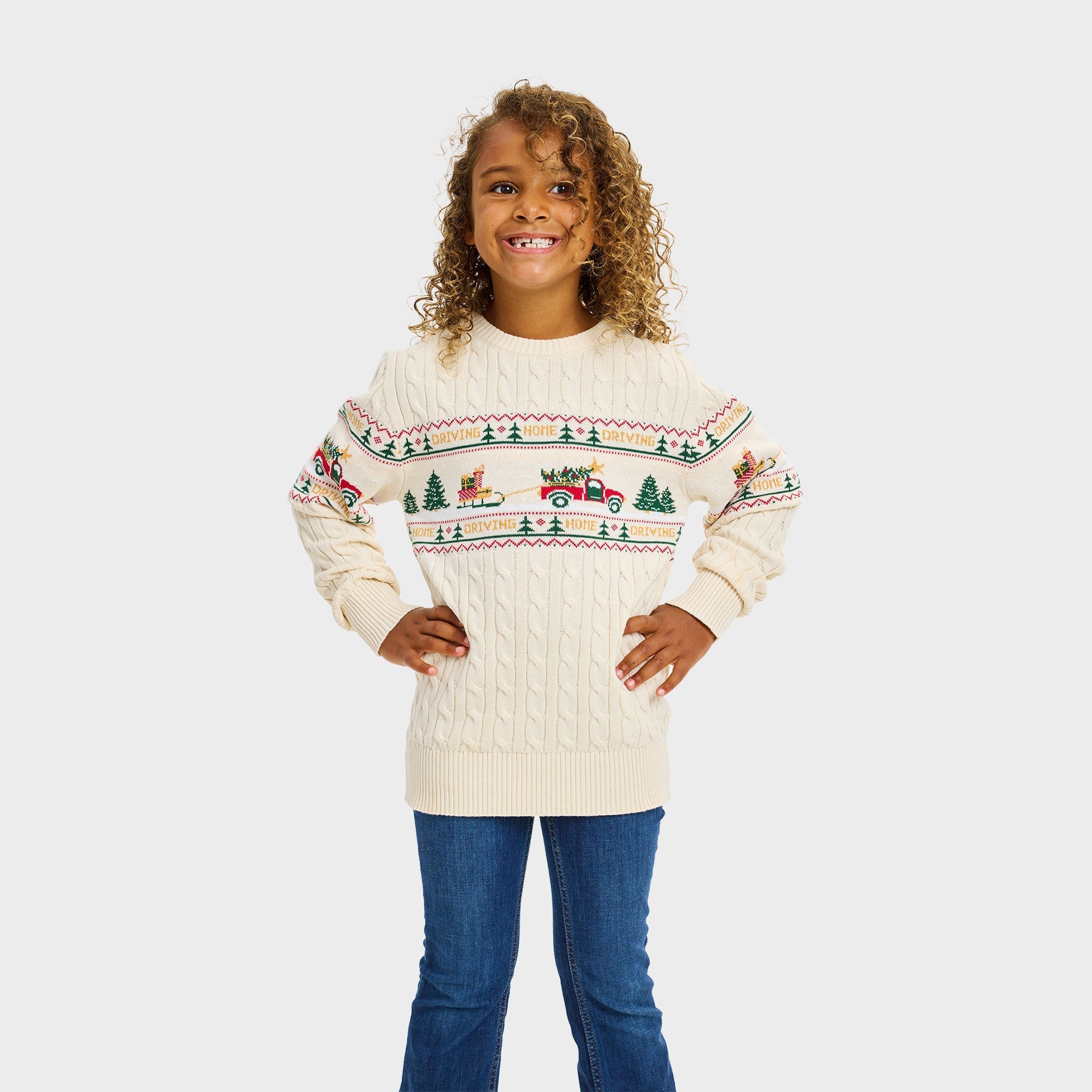Driving Home Cable Knit kersttrui – Kinderen