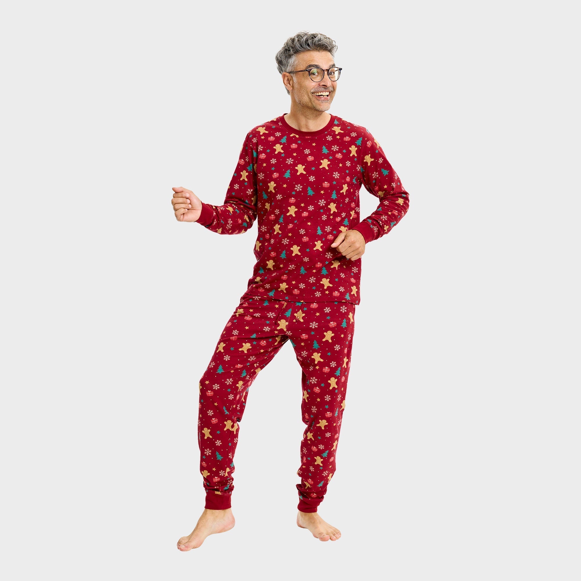 Gingerbread kerstpyjama rood – Heren