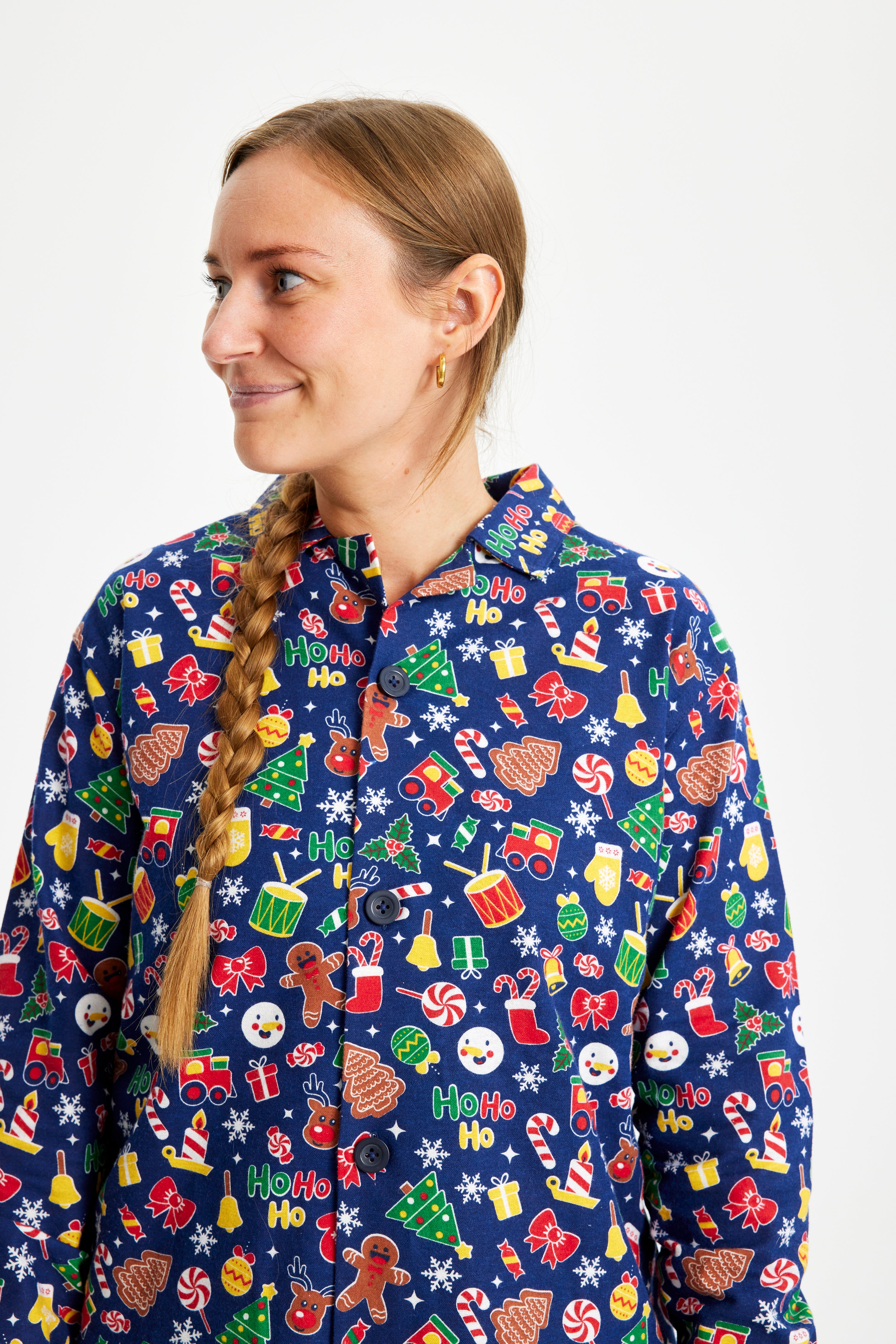 Crazy Christmas Pajamas Flannel navy - Women